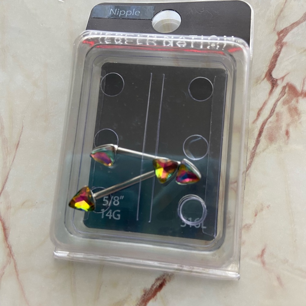 Multicolor Gem Nipple Barbells